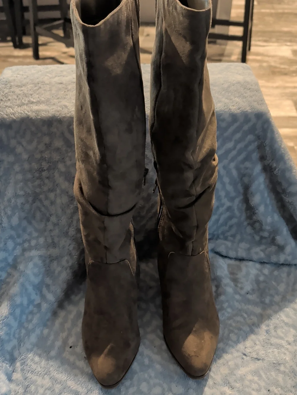Womens Tall Pointed Toe Suede Boots - Brown